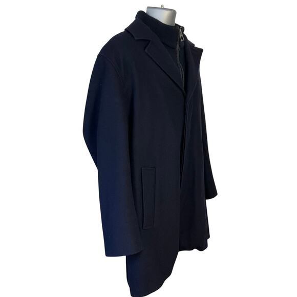Cole Haan Navy Wool Blend Coat Men’s XL Zip Front Overcoat Lined Classic - Picture 2 of 9